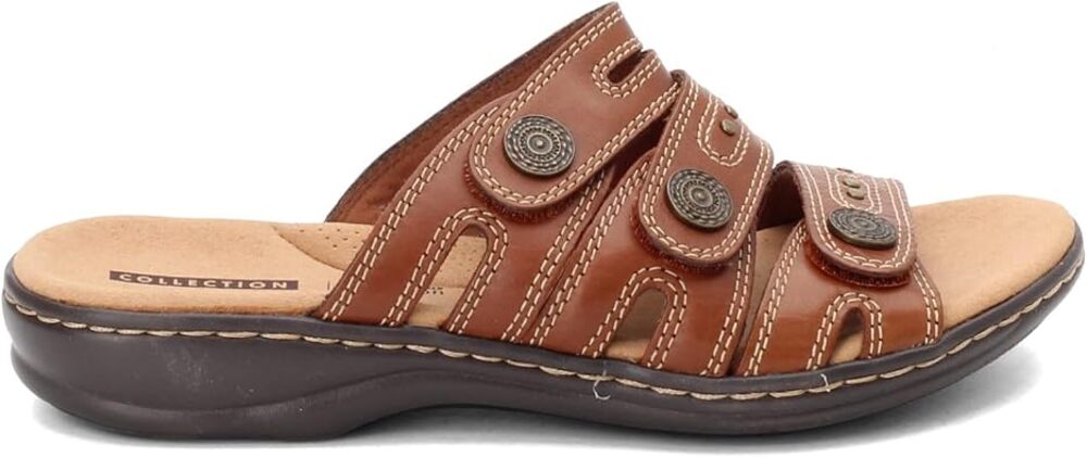 Clarks women's leisa leather sandal slide 9N